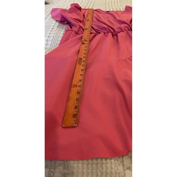 SHEIN Dress Plus size 2 XL Dark Pink Faux Wrap Tiered Style Flutter Sleeve - Picture 11 of 12